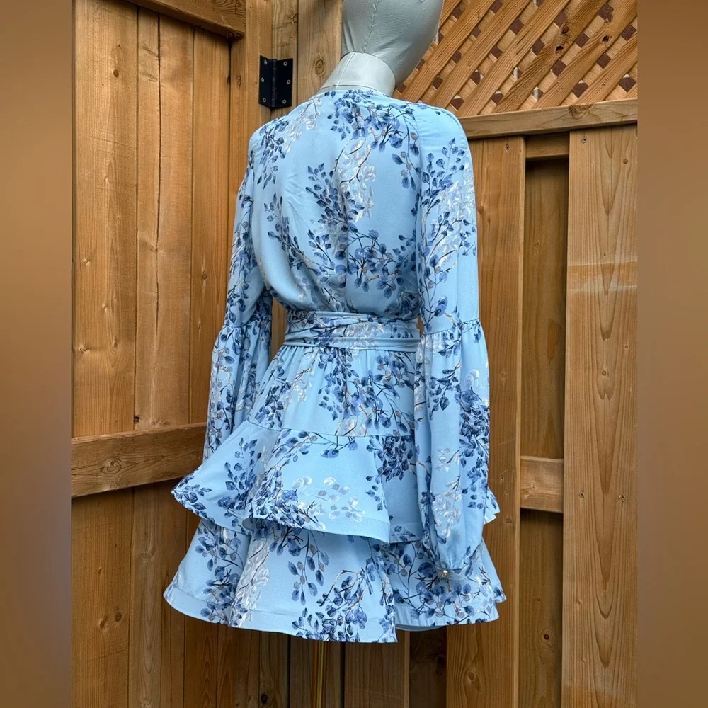 🆕 BRONX & BANCO 🧿 NWOT Bedouin Blue Poppy Tiered Mini Dress - Sz XS US